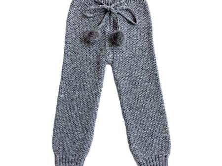 Honeycomb Grey Knit Cashmere Pom Pants For Cheap