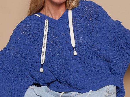 POL Cable Knit Hooded Chenille Sweater Online Sale