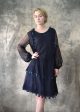 1920s Sheer Navy Silk Flapper Dress Sale