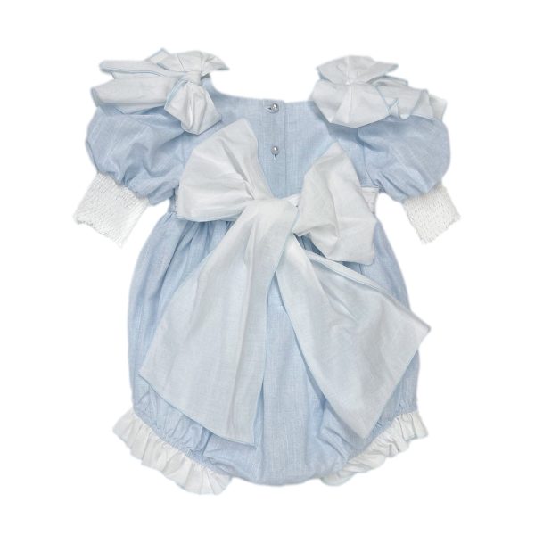 Charlotte Baby Blue Linen Romper For Discount