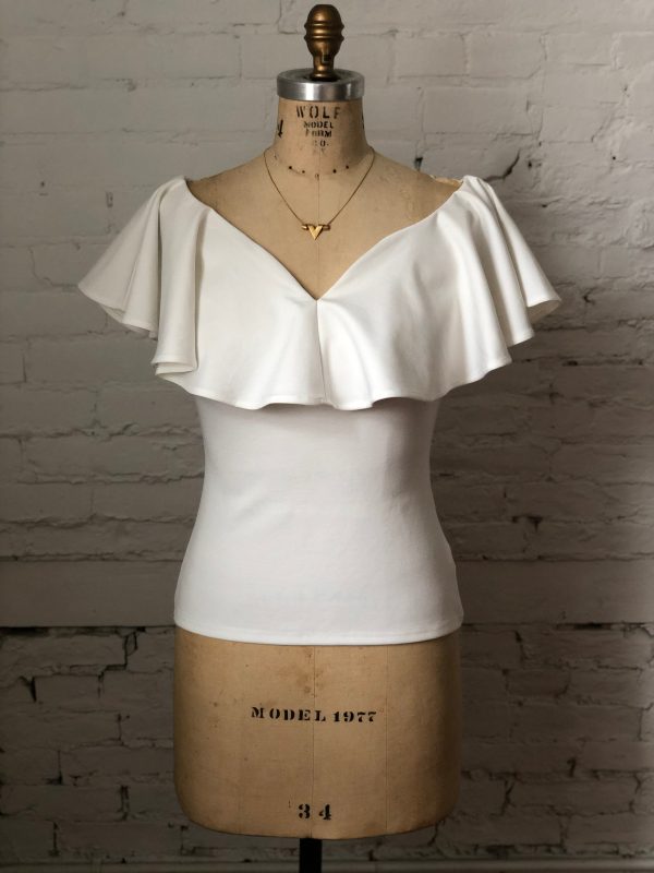 Unique Vintage 50s Off Shoulder Ruffle Top Discount