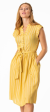 Yellow Gold Button Front Shirtwaist Striped Dress Sale