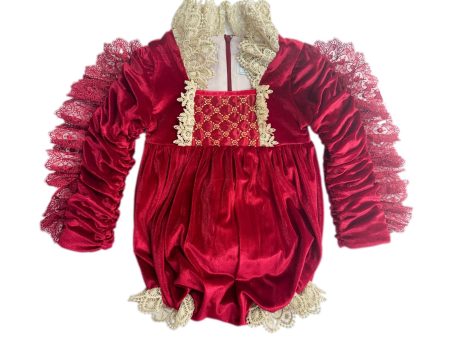 Victoria Red Velvet Romper For Discount