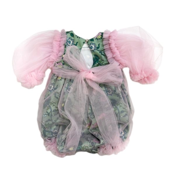 Eva Pink and Green Floral Tulle Romper Online