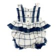 Checkered Linen Ruffle Romper For Sale