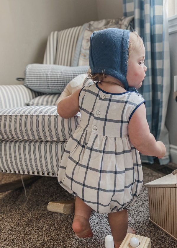 Checkered Linen Baby Boy Romper Online Sale