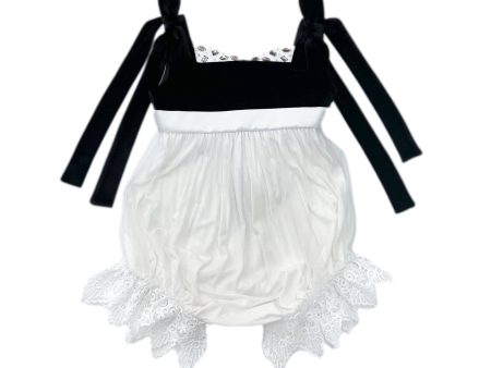 Audrey Black Velour Top and White Tulle Romper Online Hot Sale