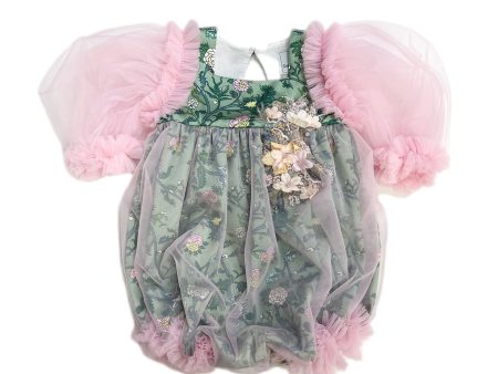 Eva Pink and Green Floral Tulle Romper Online